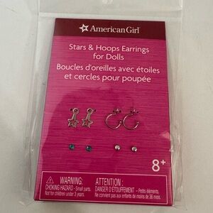 American Girl Silver Star and Hoop Earrings Set